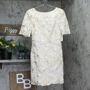 Eliza J Womens Sequin-Lace Puff-Shoulder Dress EJ4M3436 Ivory Off White 6